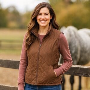 Orvis Quilted Field Vest Brown Outdoor Country Equestrian‎ Style Vest Women S